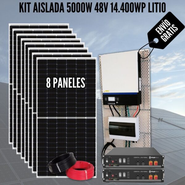 Kit Solar Aislada 5000W 48V 14.400 Wh Litio