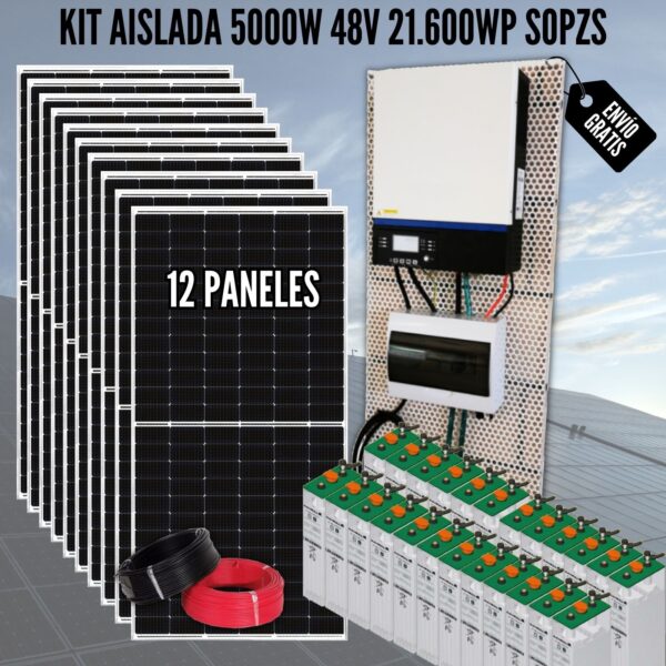 Kit Solar Aislada 5000W 48V 21.600 Wh SOPzS